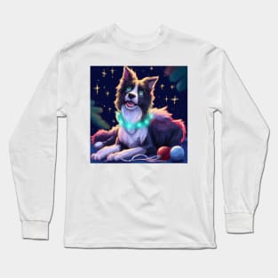 Cute Border Collie Drawing Long Sleeve T-Shirt